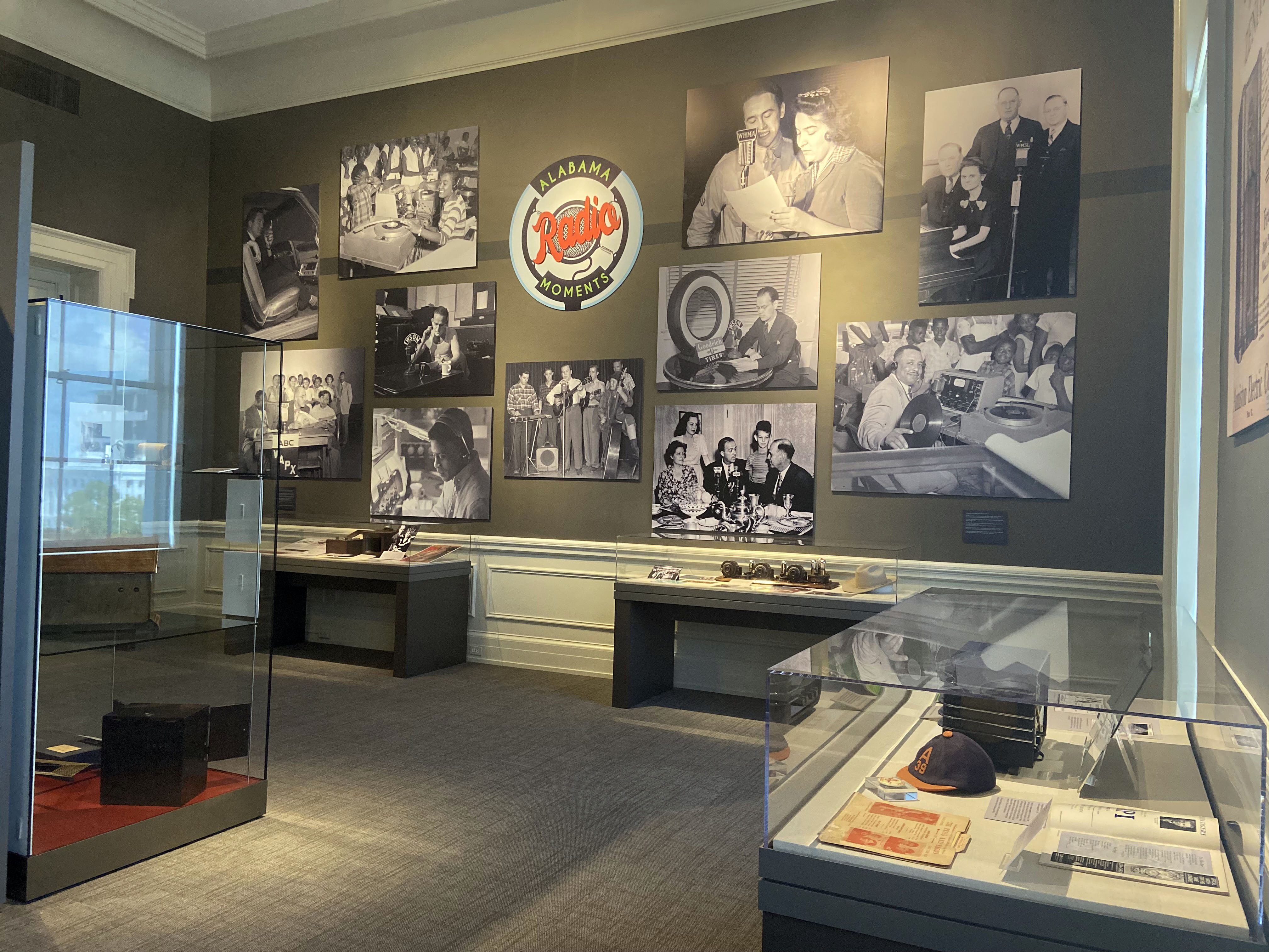 Artifacts, documents, and graphics on display in 'Alabama Radio Moments,' an exhibit at the Alabama Department of Archives and History